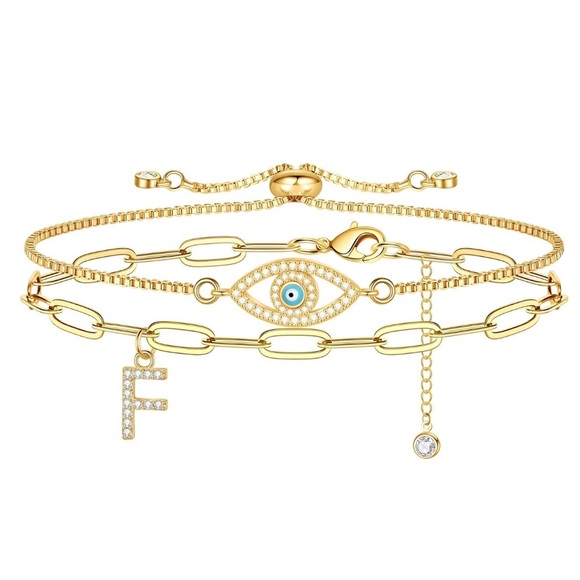 EVIL EYE BRACELET, 18K GOLD PLATED STEEL - Picture 1 of 1